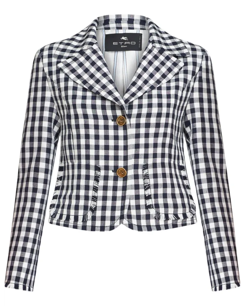 Etro Kurze Jacke mit Check - Blau Blau
