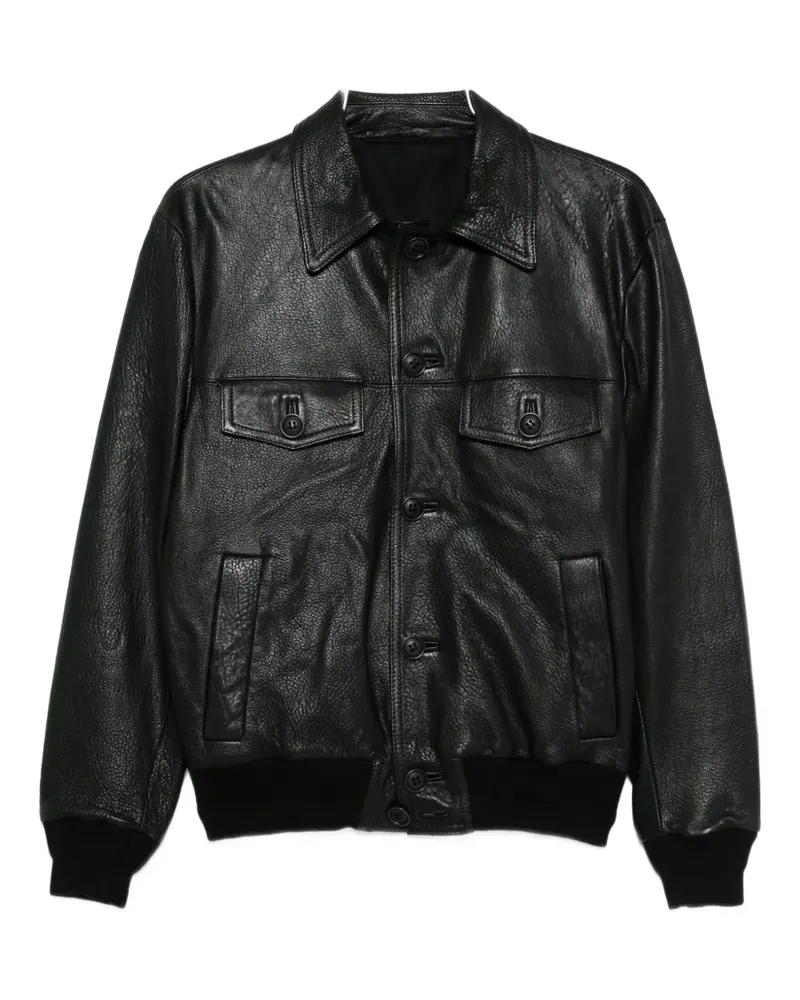 Salvatore Santoro collared leather jacket - Schwarz Schwarz