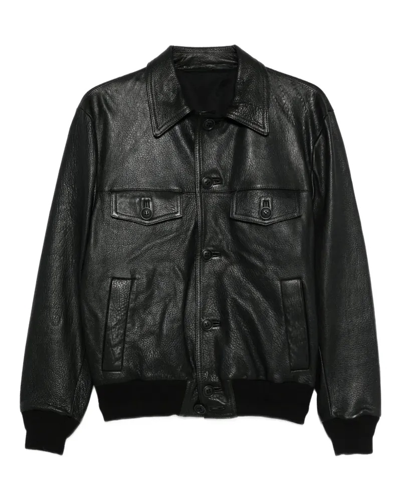 Salvatore Santoro collared leather jacket - Schwarz Schwarz
