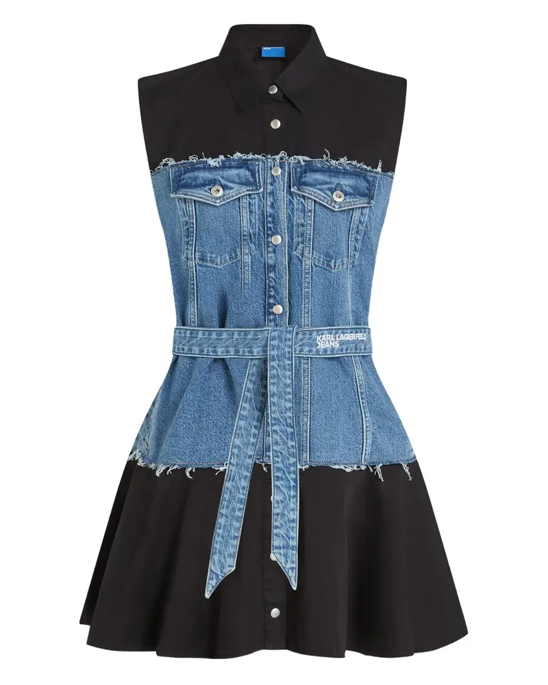 Karl Lagerfeld Ärmelloses Minikleid mit Jeanseinsätzen - Blau Blau