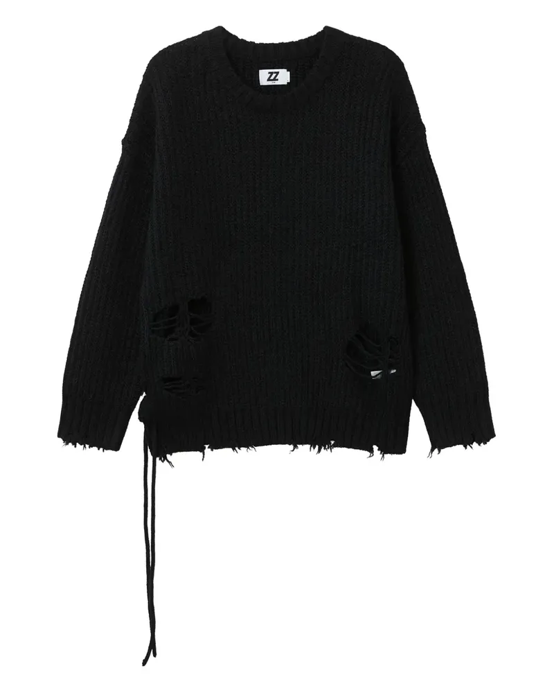Izzue Pullover in Distressed-Optik - Schwarz Schwarz