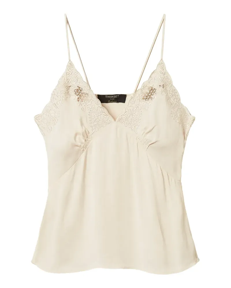 Twin-Set Envers Satintop mit Stickerei - Nude Nude
