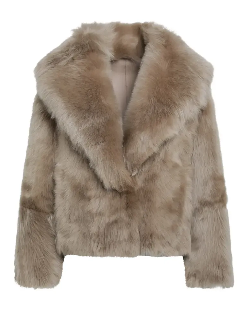 BLANCHA Shearling-Jacke mit Schößchen - Nude Nude