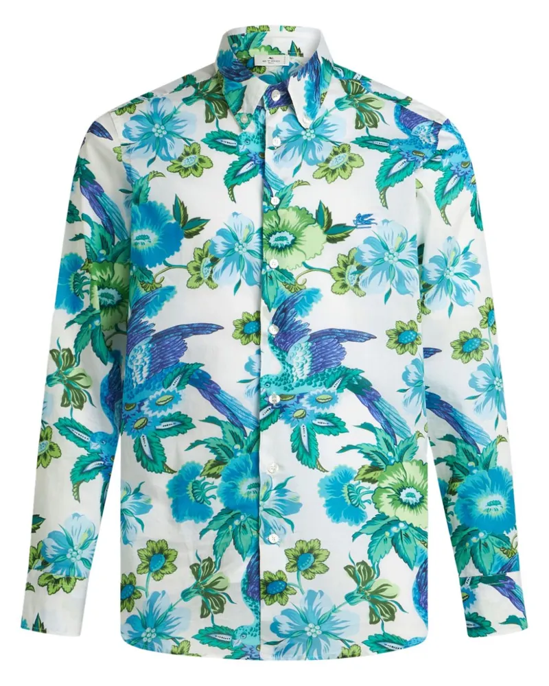 Etro Tropical Hemd mit Blumen-Print - Blau Blau