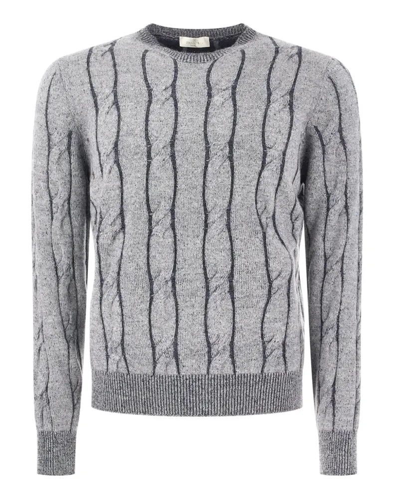 PANICALE Cashmere Pullover mit Zopfmuster - Grau Grau