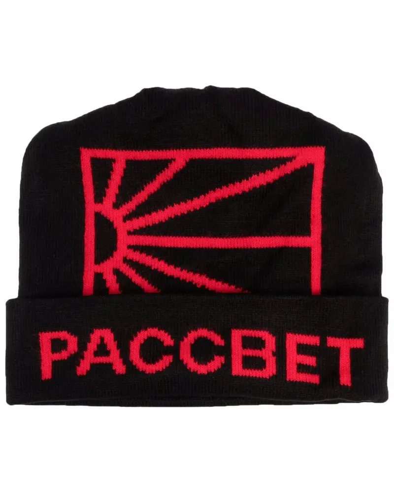 PACCBET RASSVET Strickmütze mit Intarsien-Logo - Schwarz Schwarz