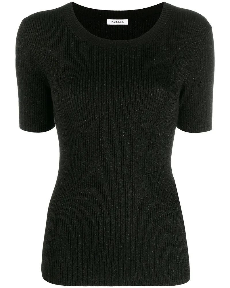P.A.R.O.S.H. P.A.R.O H. T-Shirt aus geripptem Strick - Schwarz Schwarz