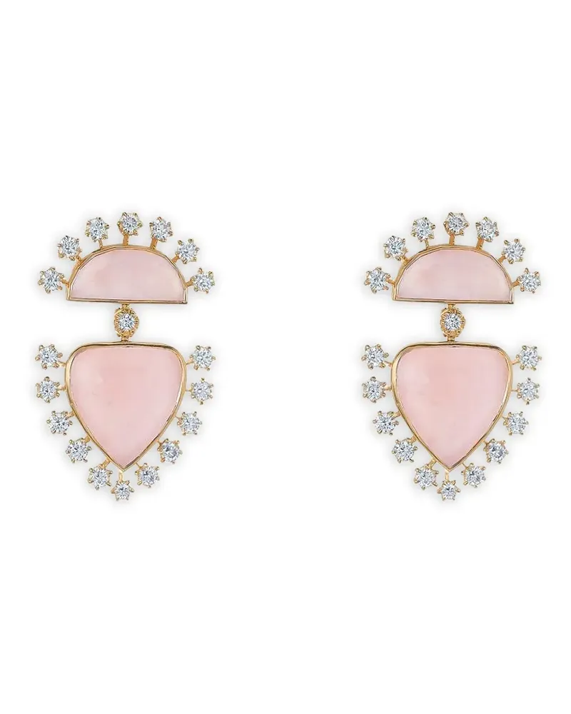 Robinson Pelham 18kt Pink Opal Heart Gelbgoldohrringe - Rosa Rosa