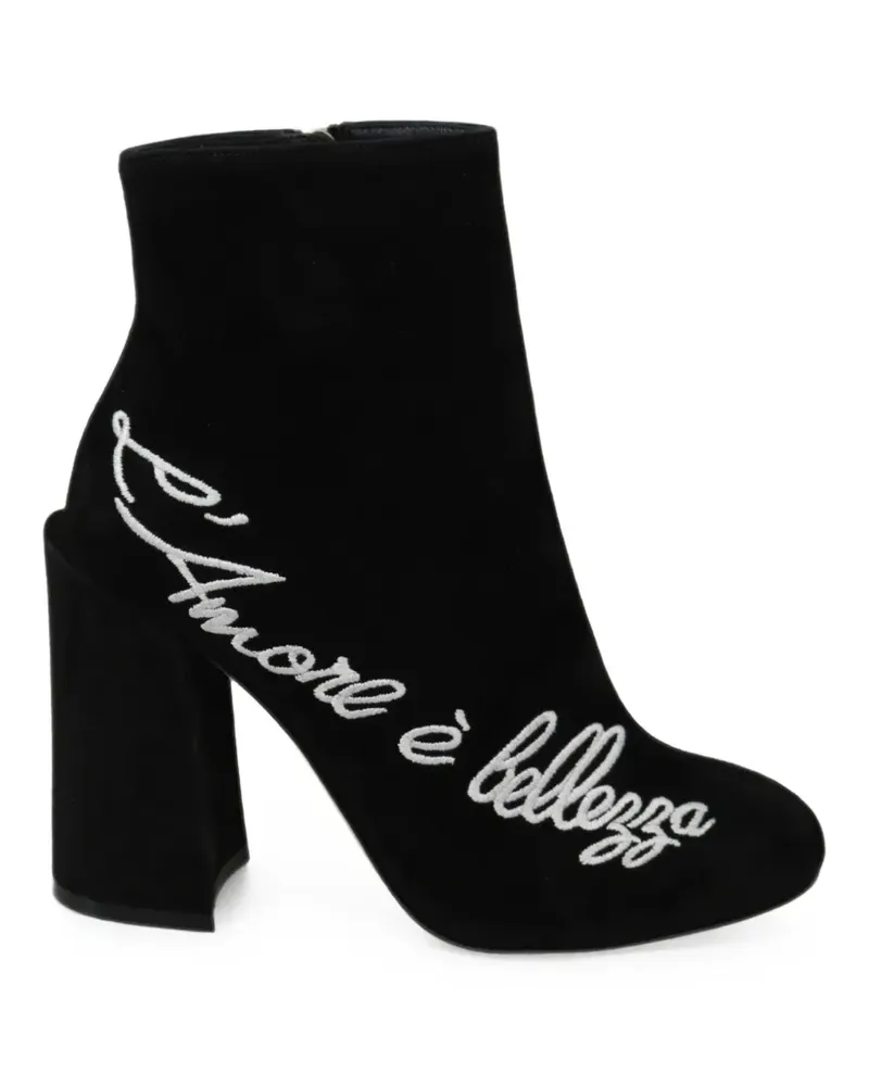 Dolce & Gabbana embroidered suede ankle boots - Schwarz Schwarz