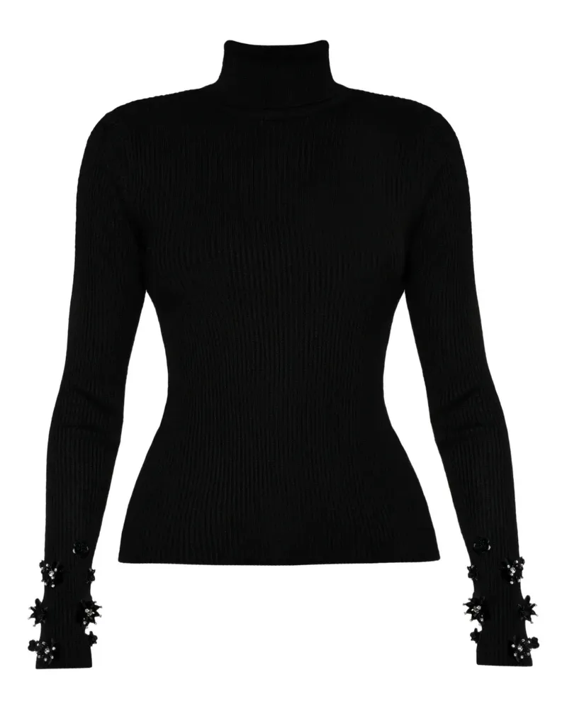ANOUKI Rollkragenoberteil mit Kristallen - Schwarz Schwarz
