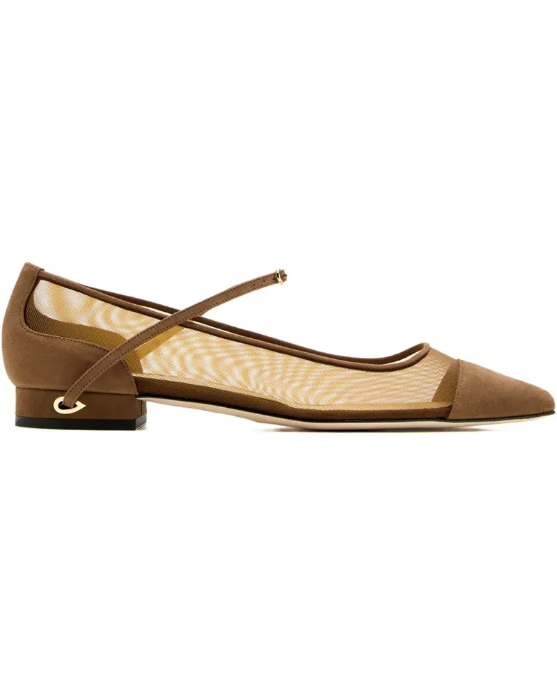 Jennifer Chamandi Lorenzo Ballerinas aus Wildleder mit Mesh-Einsatz - Braun Braun