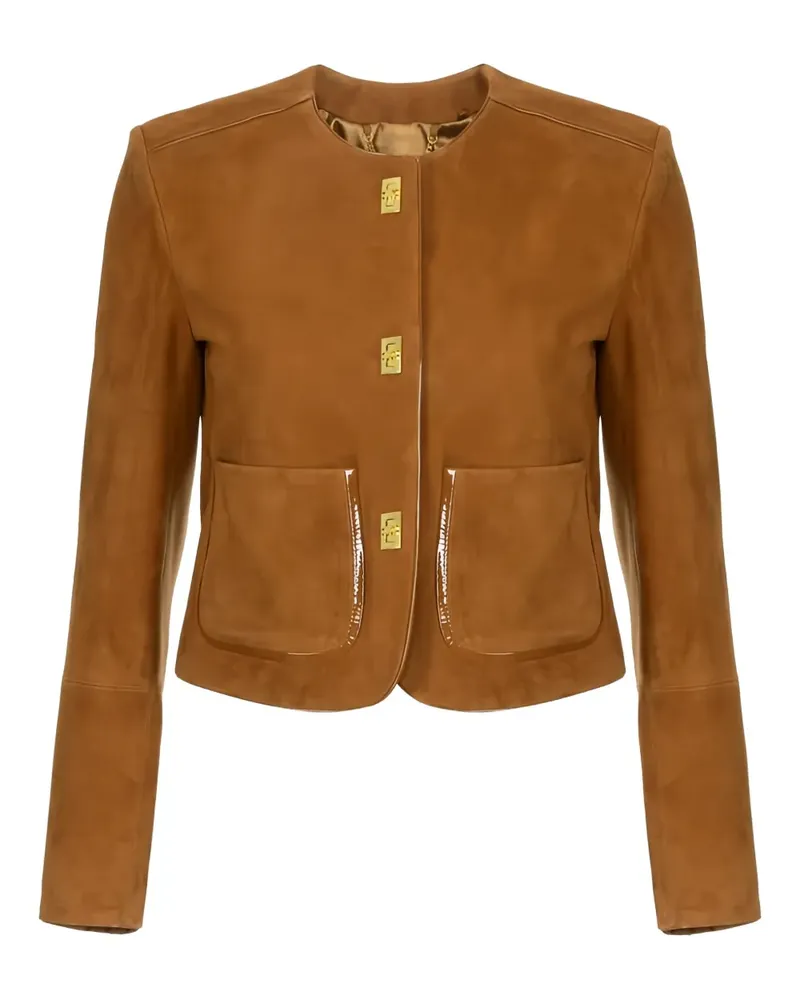 Elisabetta Franchi Jacke mit aufgesetzter Tasche - Braun Braun