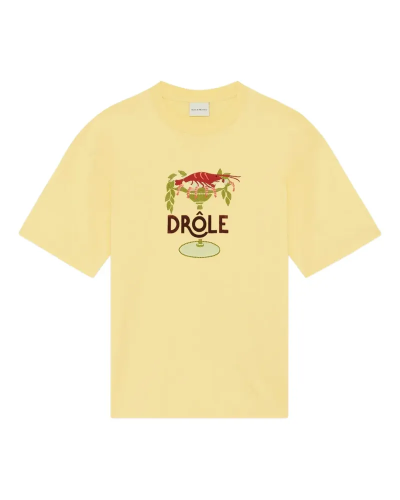 Drôle de Monsieur Lobster Cup embroidered T-shirt - Gelb Gelb