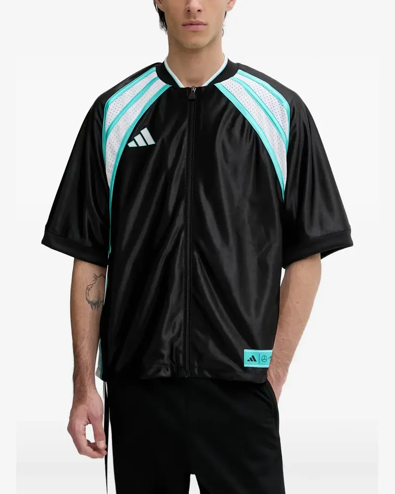 adidas Mercedes Las Vegas logo-print zip-up T-shirt - Schwarz Schwarz