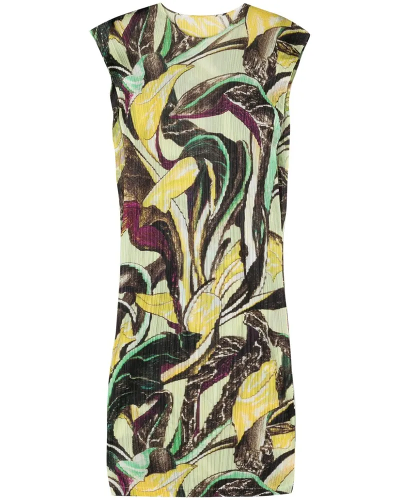 Issey Miyake Kleid mit Blumen-Print - Grün Grün