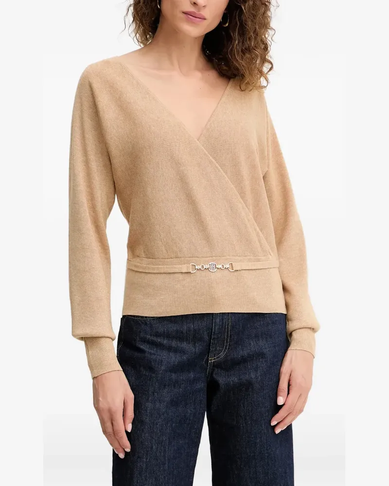 Fracomina V-neck buckle sweater - Nude Nude
