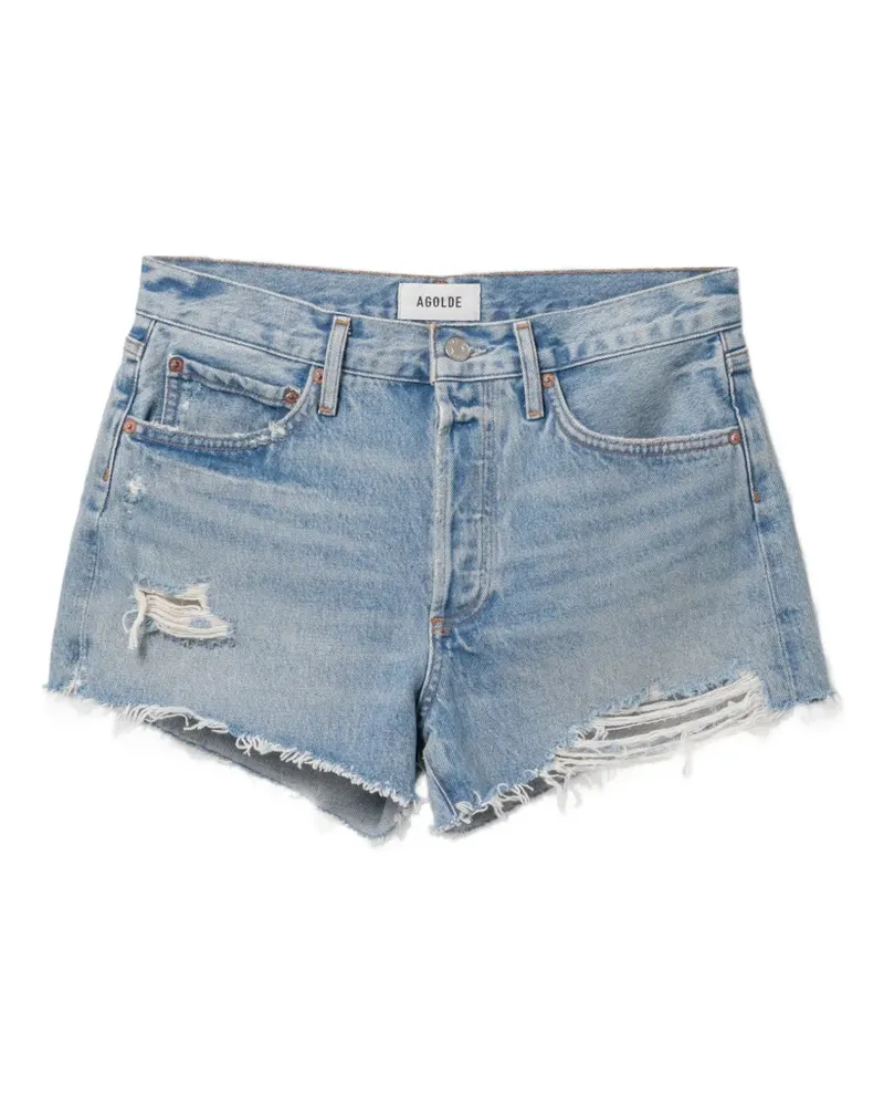 AGOLDE Ausgefranste Parker Jeans-Shorts - Blau Blau