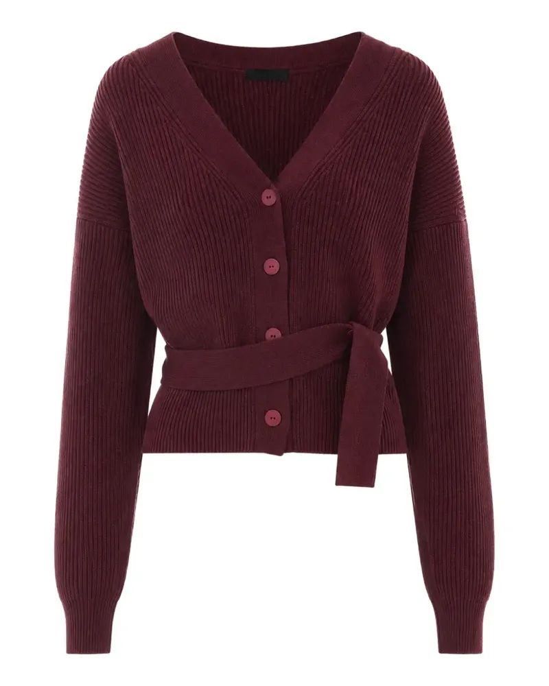 Dondup Gerippter Cardigan mit Gürtel - Rot Rot