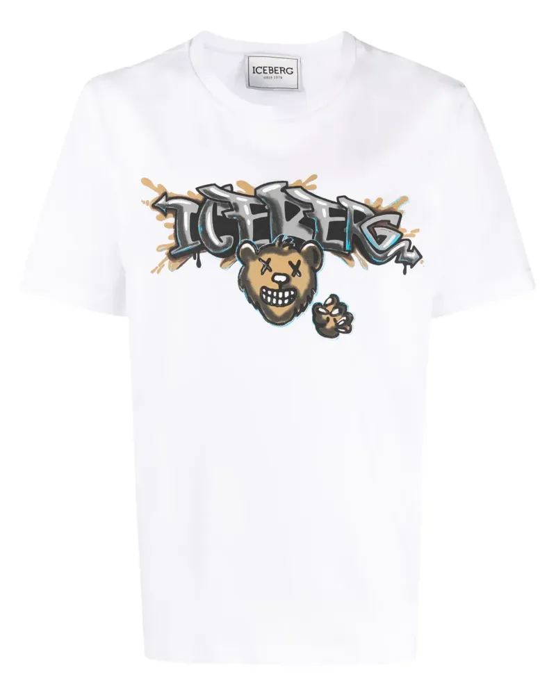 Iceberg T-Shirt mit Graffiti-Print - Weiß Weiß