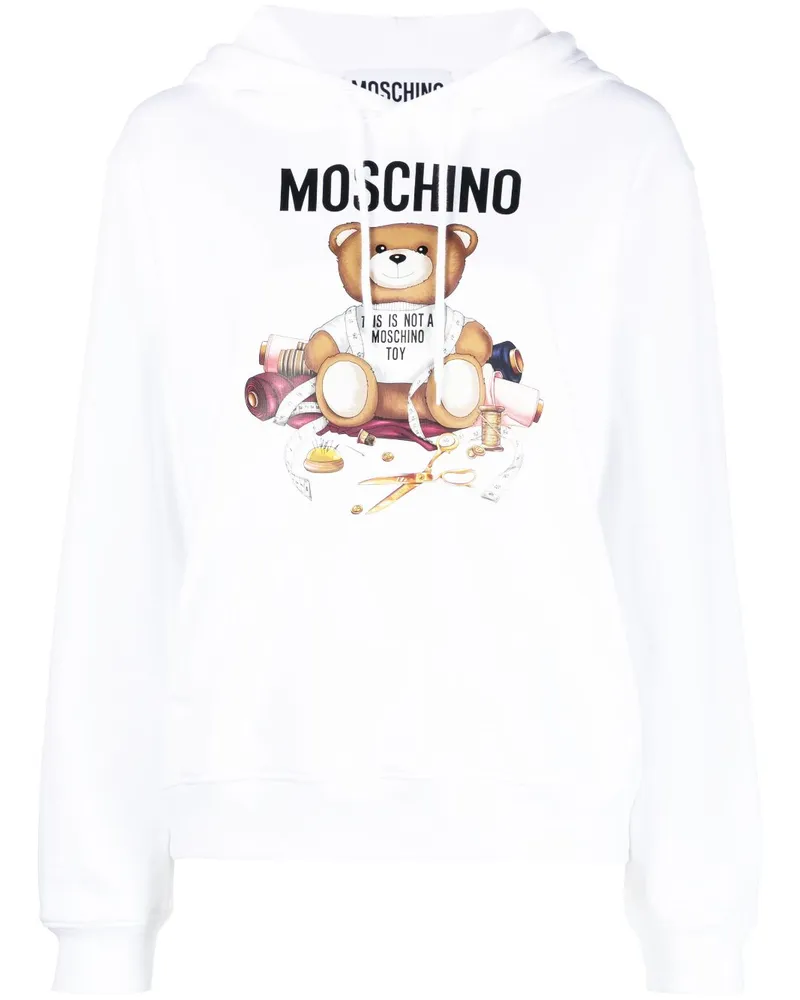 Moschino Hoodie mit Teddy-Print Weiß