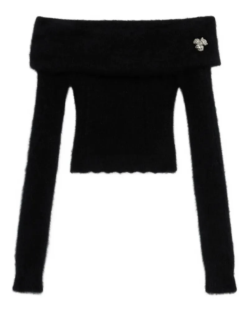 Blumarine Schulterfreies Oberteil mit Applikationen - Schwarz Schwarz