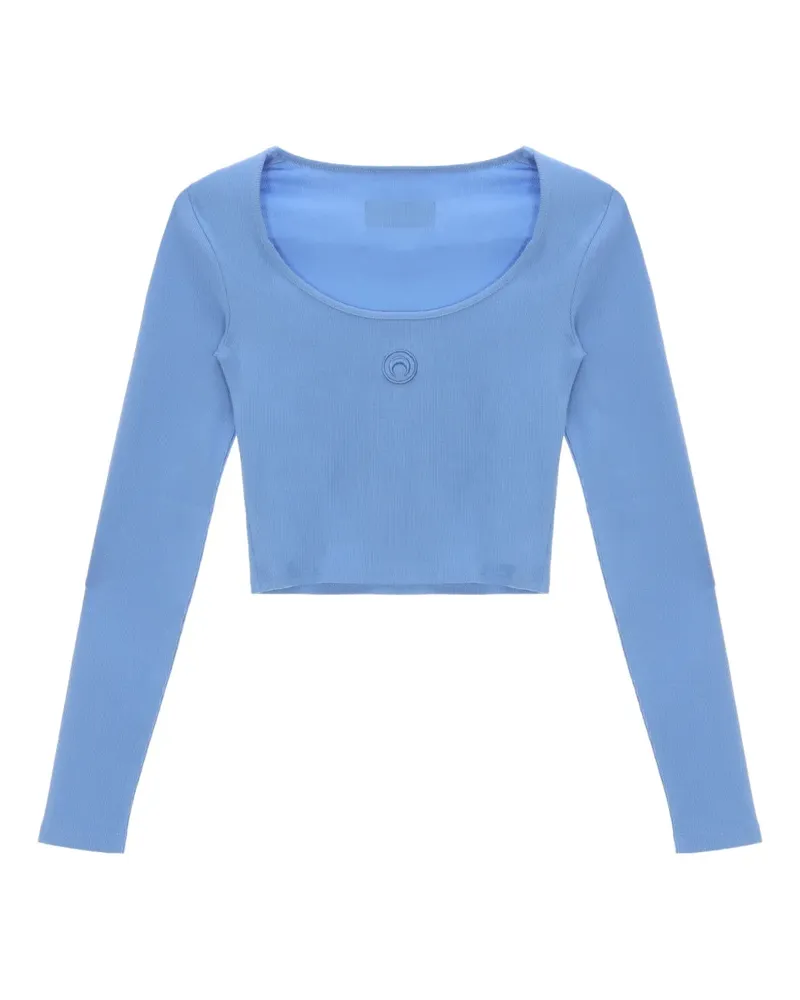 Marine Serre moon-logo round-neck top - Blau Blau