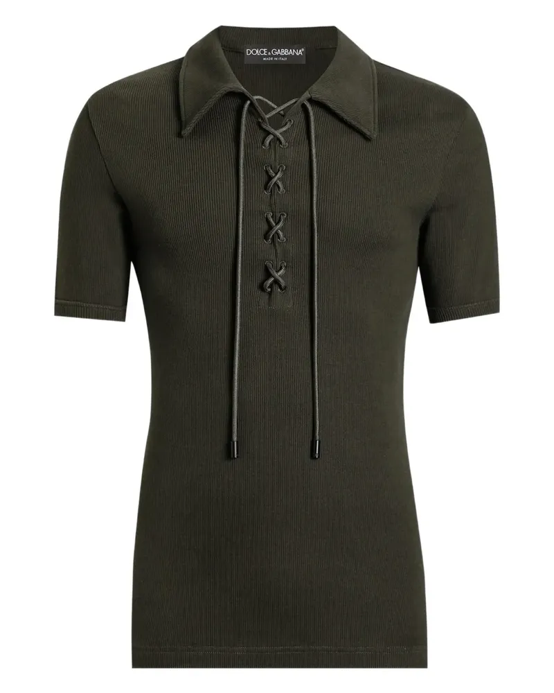 Dolce & Gabbana Poloshirt mit Schnürung - Grün Grün