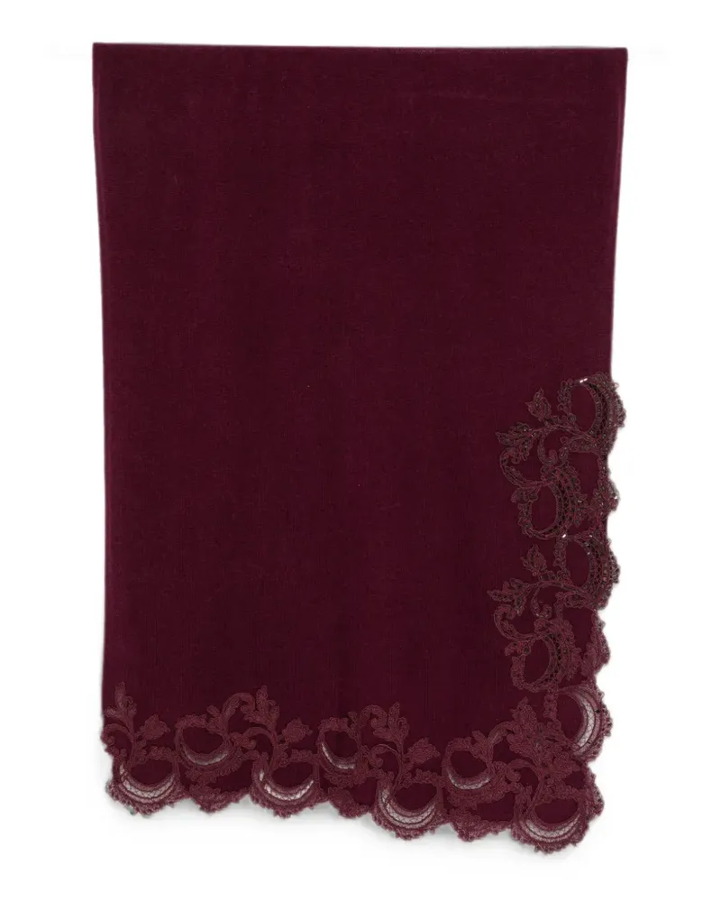 Ermanno Scervino lace-trim bead-embellished scarf - Rot Rot