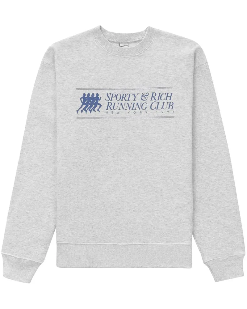 SPORTY & RICH Sweatshirt mit "94 Running Club"-Print Grau