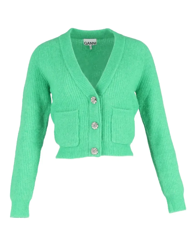 Ganni crystal-embellished knitted cardigan - Grün Grün