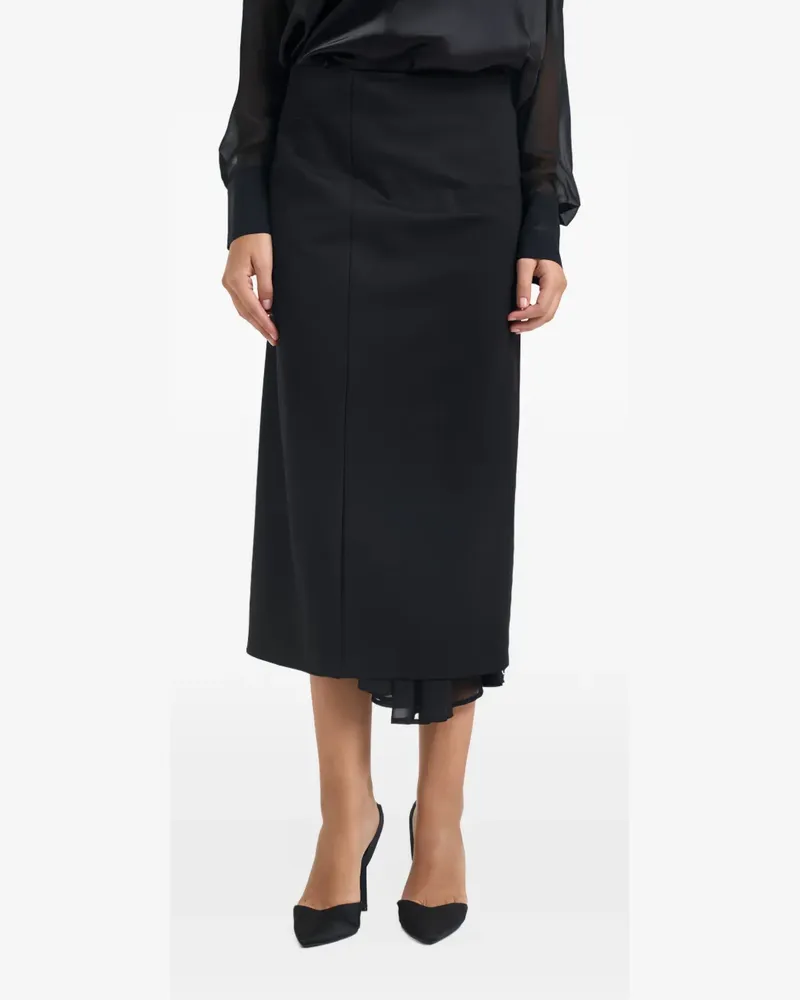 Semicouture layered-hem zip-detail midi skirt - Schwarz Schwarz