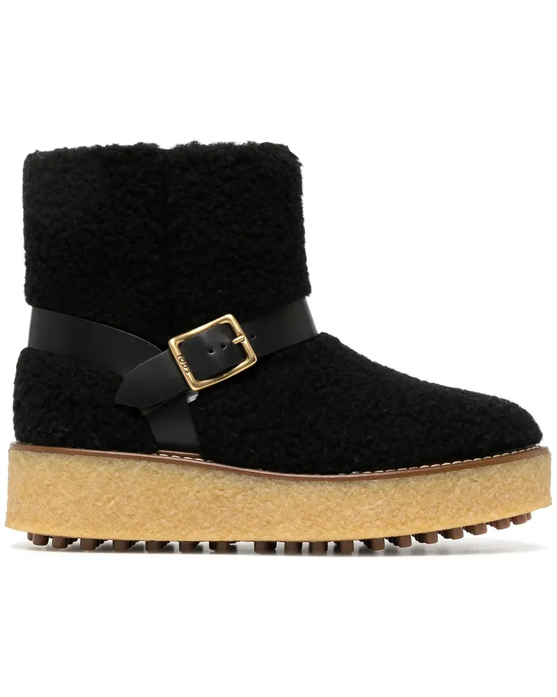 TOD'S Sheafrling-Stiefel mit Plateau - Schwarz Schwarz