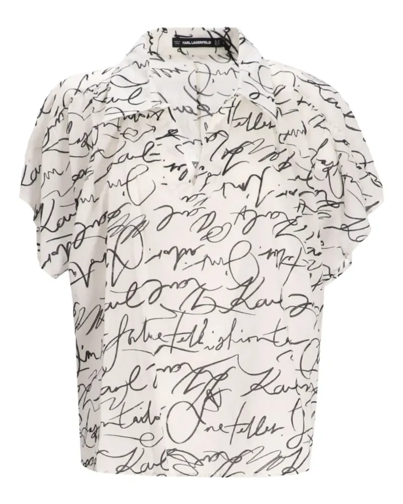 Karl Lagerfeld Poloshirt mit Script-Print - Weiß Weiß