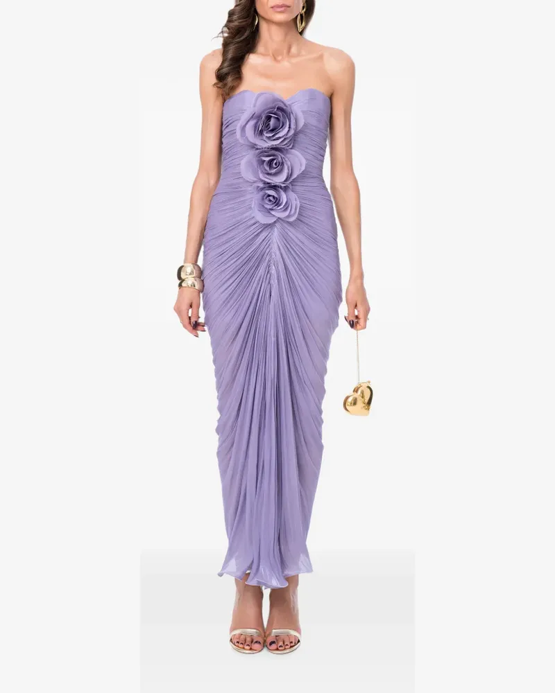 Ana Radu floral-appliqué ruched maxi dress - Violett Violett