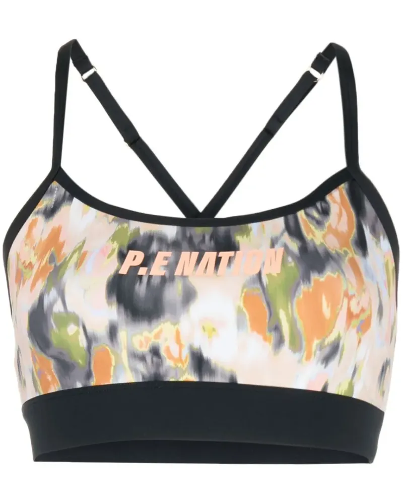 P.E. NATION Sport-BH mit grafischem Print - Nude Nude
