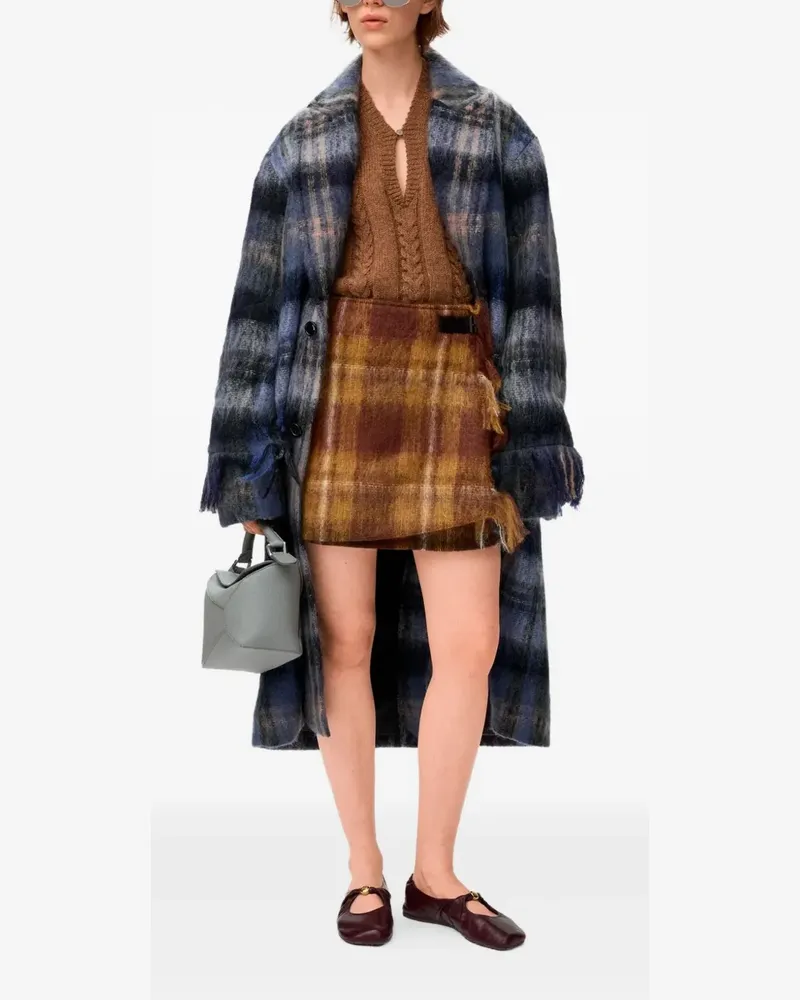 Loewe Karierter Mantel mit Fransen - Blau Blau