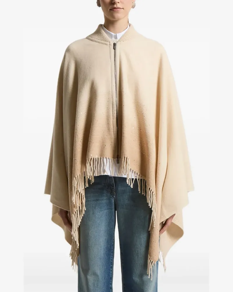 Peserico Cape mit Fransen - Nude Nude