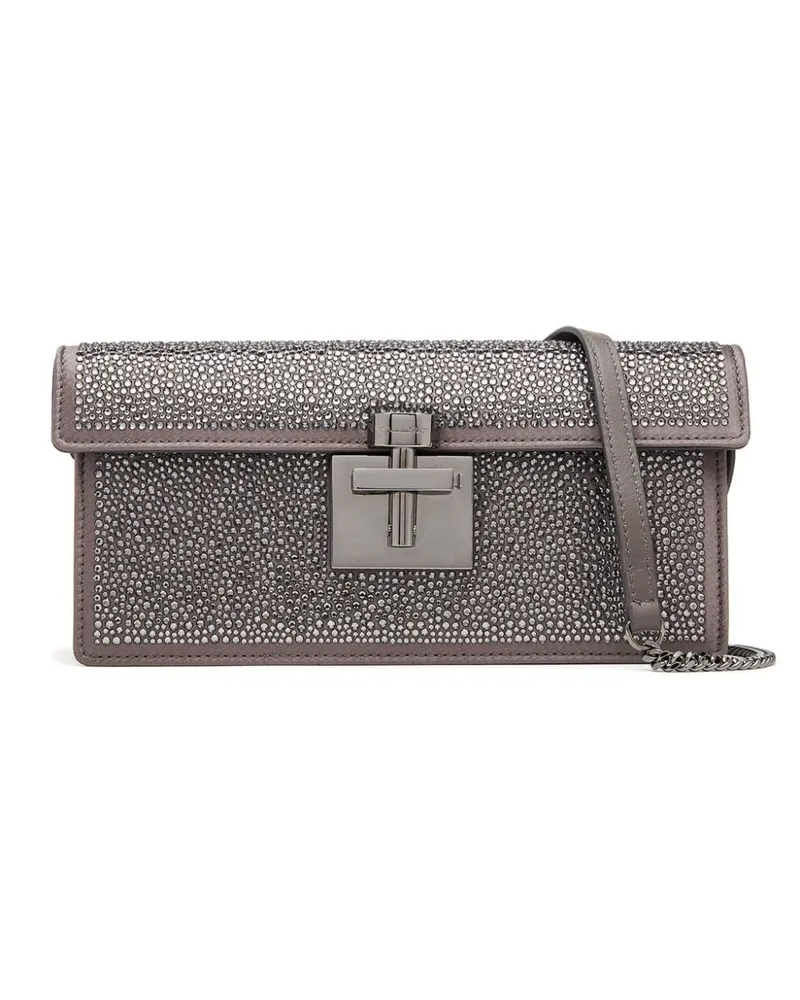 Oscar de la Renta Clutch mit Kristallen - Grau Grau