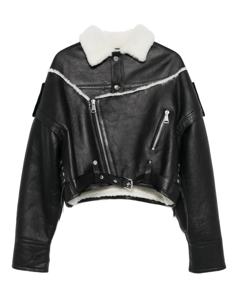 Manokhi Lederjacke mit Shearling-Besatz - Schwarz Schwarz