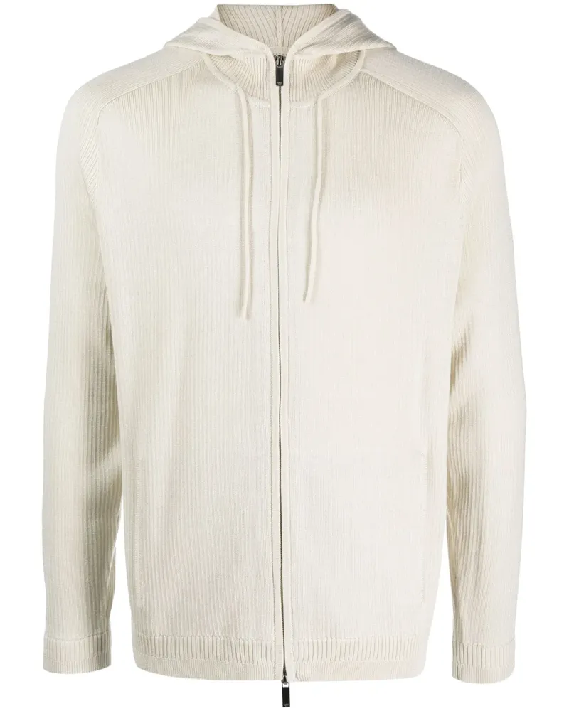 Emporio Armani Kapuzenjacke aus geripptem Strick - Nude Nude
