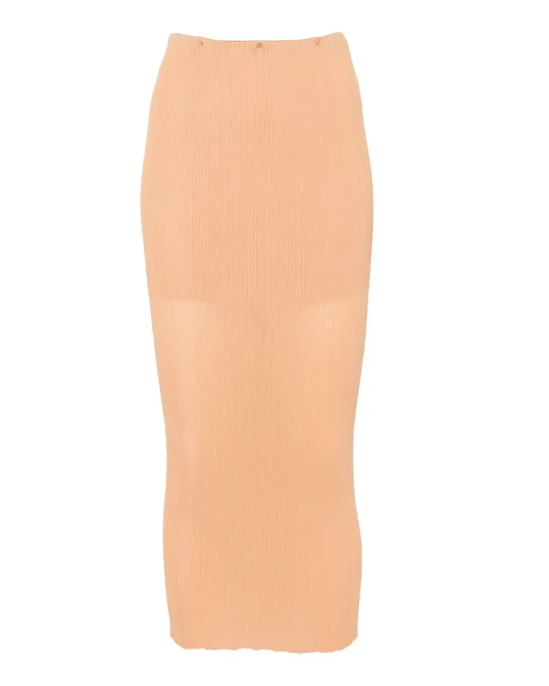 Alberta Ferretti Gerippter Midirock - Nude Nude