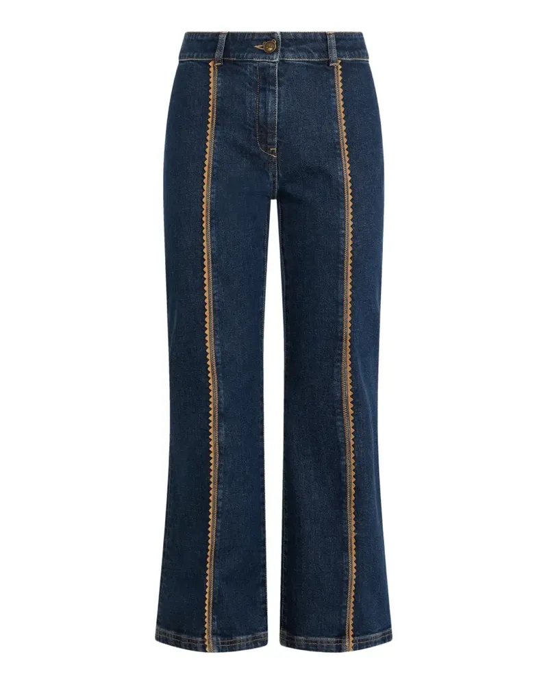Moschino zigzag-trim flared jeans - Blau Blau