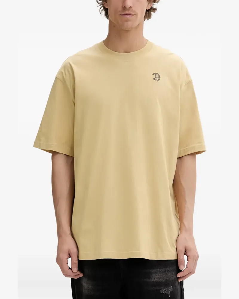 Diesel logo-embroidered graphic-print T-shirt - Nude Nude