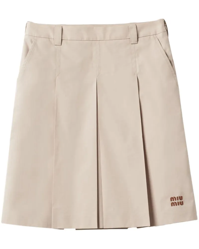 Miu Miu Gabardine-Rock mit Falten - Nude Nude
