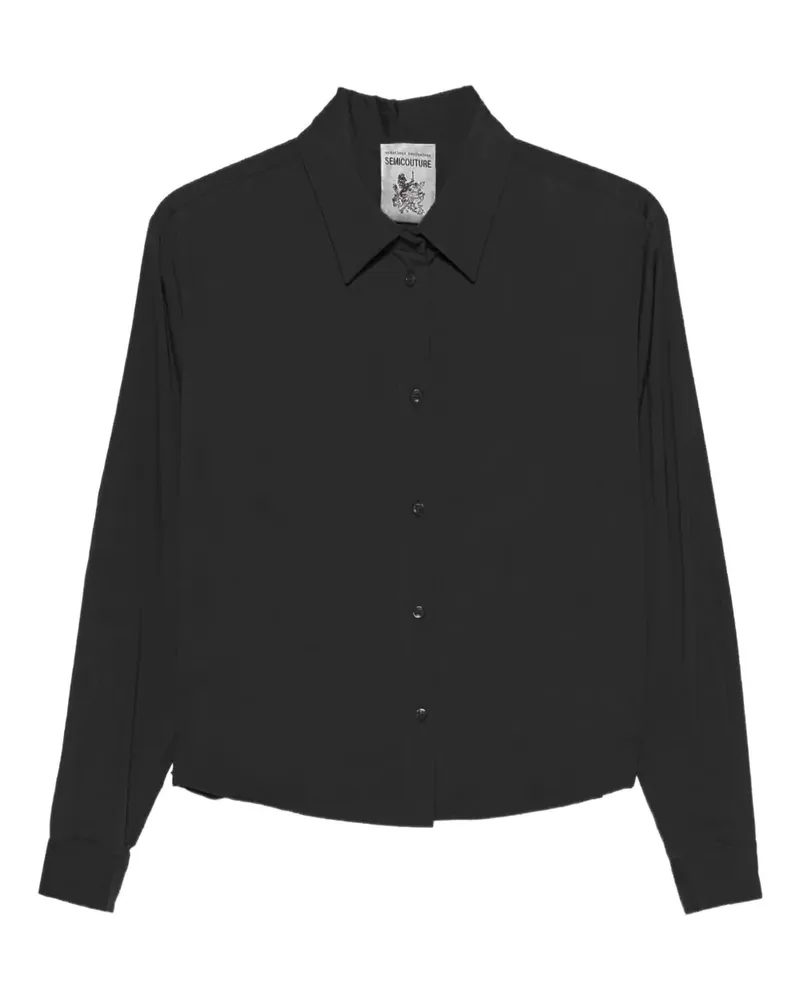 Semicouture point-collar cotton shirt - Schwarz Schwarz