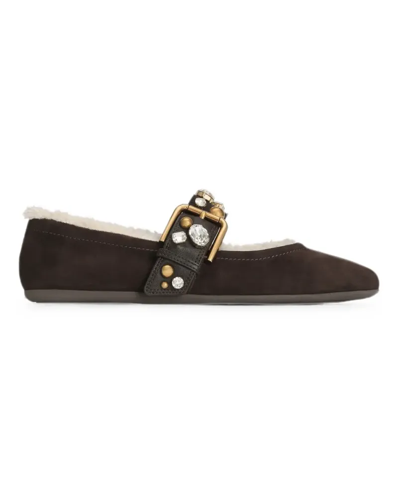 Dolce & Gabbana Ballerinas aus Wildleder mit Stickerei - Braun Braun