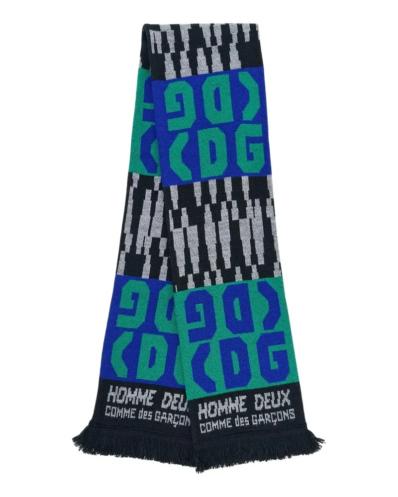 Comme des Garçons CDG Logo Schal mit Fransen - Blau Blau