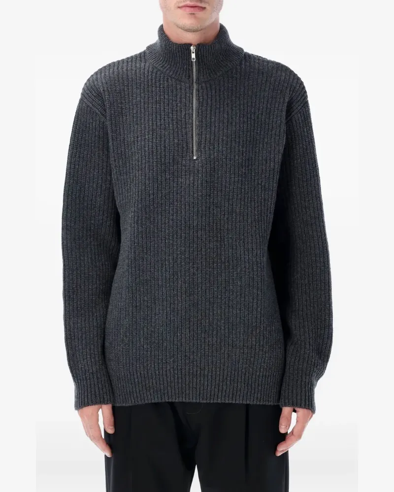 COLORFUL STANDARD half-zip ribbed-knit sweater - Grau Grau