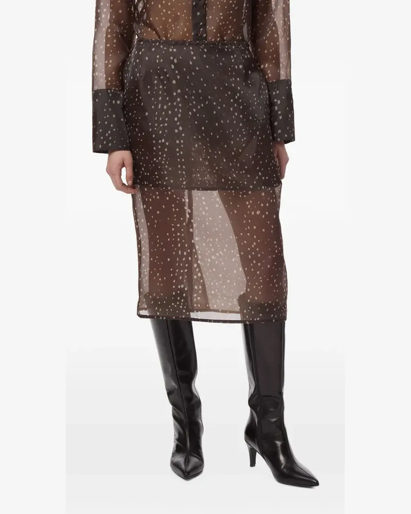 APPARIS Tyra organza straight midi skirt - Braun Braun