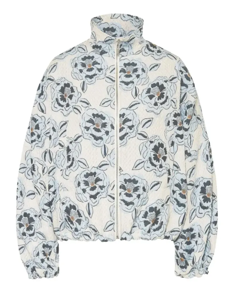 SEM PER LEI jacquard floral bomber jacket - Weiß Weiß